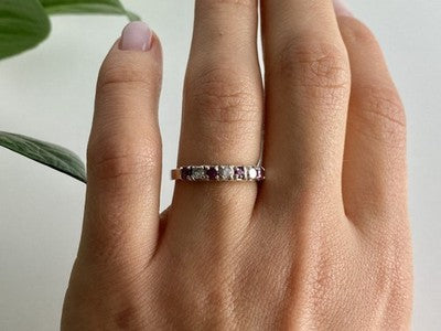 925 Sterling Silver Pink Spinel & CZ Ring Size 7