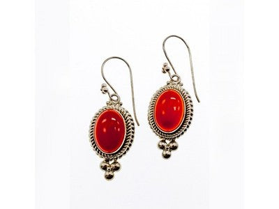 Vintage 925 Sterling Silver Agate Earrings