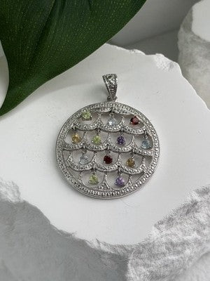 Beautiful 925 Sterling Silver Multi Color Spinel Pendant