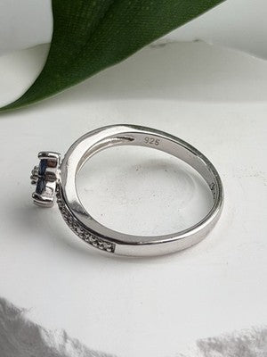 Faith 925 Sterling Silver Sapphire Cross Ring Size 8.5