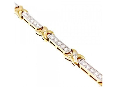 925 Sterling Silver Gold Plated CZ Bracelet Size 7.5 IN