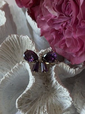 925 Sterling Silver Gold Plated Bow Cz Ring Size 10