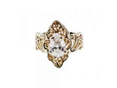 925 Sterling Silver White CZ Openwork Ring Size 6.5