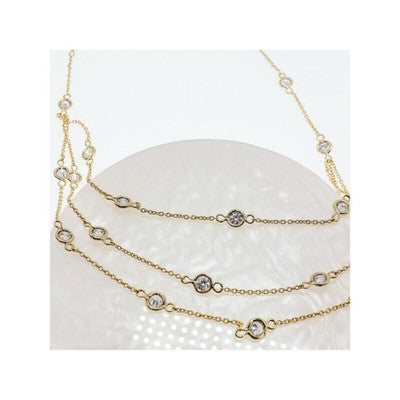 925 Sterling Silver Gold Plated CZ Necklace