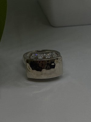 Unique Design 925 Sterling Silver White Colorless Spinel Ring Size 7