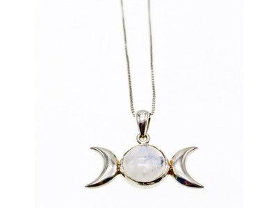 925 Sterling Silver Moonstone "Moon" Chain With Pendant Italy