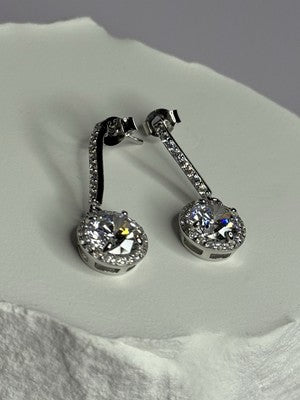 925 Sterling Silver Dream CZ Earrings Length 1.05 Inch