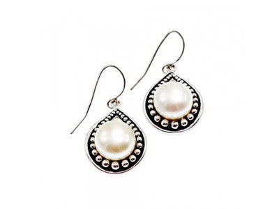 Vintage 925 Sterling Silver Pearls Earrings