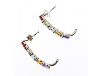 925 Sterling Silver Multi Gemstones Earrings