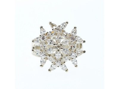 925 Sterling Silver CZ "Flowers" Ring Size 7