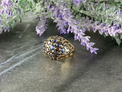 925 Sterling Silver Gold Plated Tanzanite Ring Size 5.5