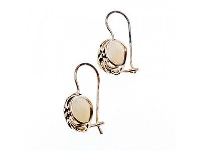 Vintage 925 Sterling Silver Mother Of Pearl Earrings