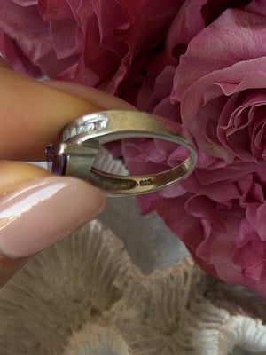 925 Sterling Silver Amethyst Opal Beryl Ring Size 7