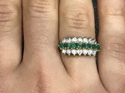 925 Sterling Silver White & Green CZ Ring Size 6.5