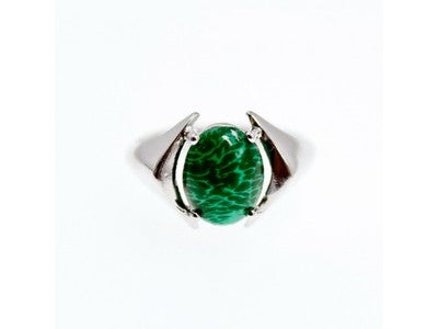 925 Sterling Silver Malachite Ring Size 7