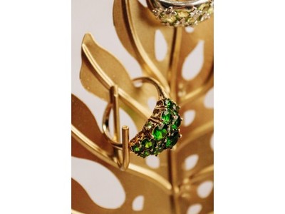 925 Sterling Silver Gold Plated Chrysolites Ring Size 11.5