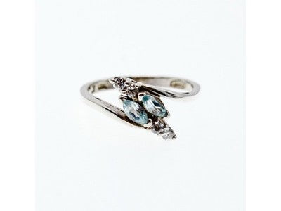 925 Sterling Silver Topaz & CZ Ring Size 7