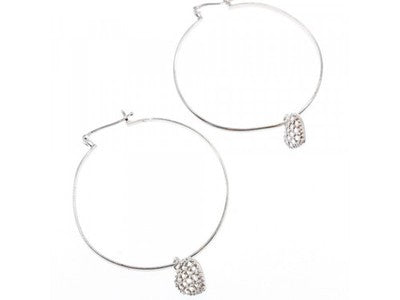 925 Sterling Silver Quartz "Heart" Hoop Earrings