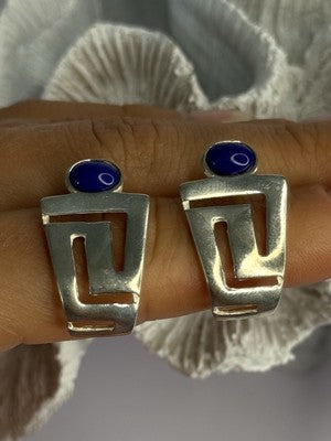 925 Sterling Silver Sodalite Earrings Length 1.05 Inch