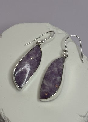 925 Sterling Silver Lepidolite Earrings Length 2 Inch