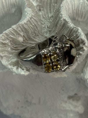 925 Sterling Silver Agate Citrine & Beryl Ring Size 6