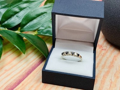 925 Sterling Silver Black Spinel & CZ Ring Size 8.5