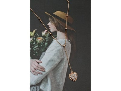 10K Yellow Gold Diamonds Heart Necklace