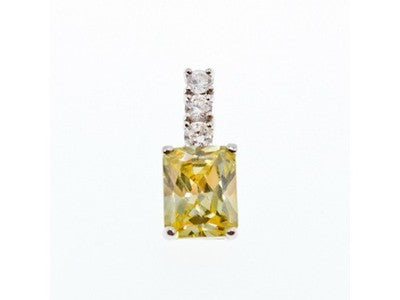 925 Sterling Silver Yellow & White CZ Pendant