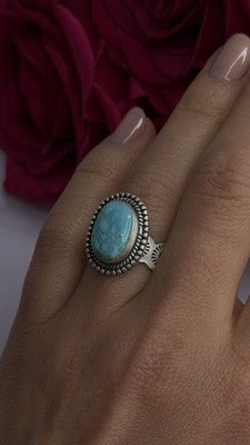 Adjustable Vintage 925 Sterling Silver Blue Turquoise Ring