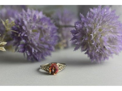 925 Sterling Silver Pink Spinel Ring Size 8