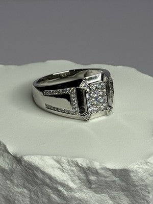 925 Sterling Silver CZ Men'S Ring Size 12