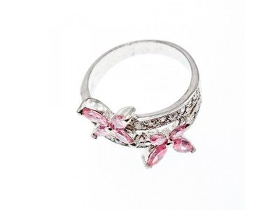 925 Sterling Silver CZ "Butterflies" Ring Size 6.5