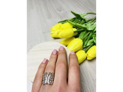 925 Sterling Silver "Openwork Butterfly" Ring Size 6.5