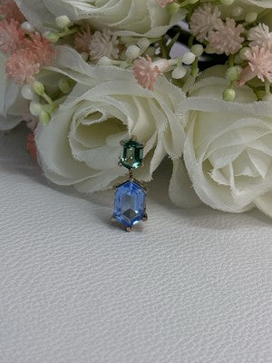 925 Sterling Silver Gold Plated Topaz & Emerald Pendant Length 0.88 Inch