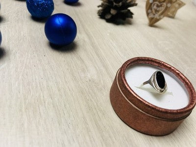 925 Sterling Silver Black Nephrite Ring Size 6.5