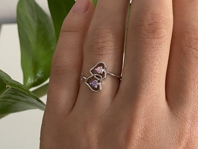 925 Sterling Silver CZ "Hearts" Ring Size 7