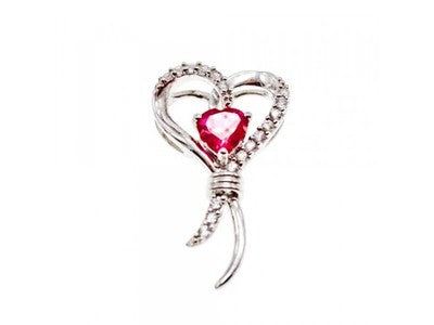 925 Sterling Silver Pink Sapphire & Colorless Quartz Pendant