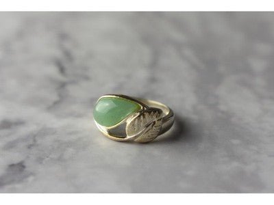 925 Sterling Silver Green Nephrite (Jade) Ring Size 6.5