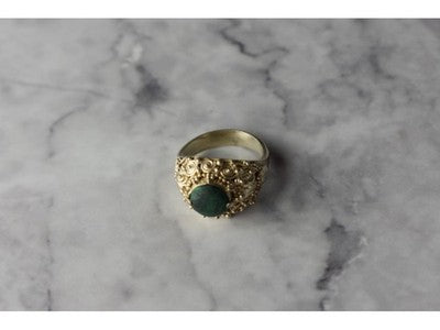 Vintage 925 Sterling Silver Malachite Ring Size 5.5