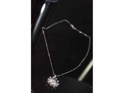14K White Gold Sapphires & Diamond Chain With Pendant