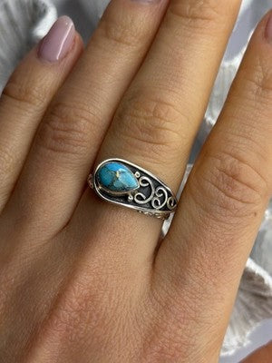 Unique Design 925 Sterling Silver Turquoise Ring Adjustable