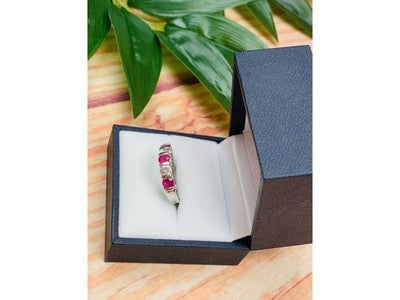 925 Sterling Silver Pink & White/Colorless Topazes Ring Size 6.5