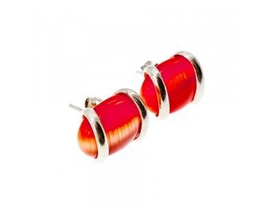 925 Sterling Silver Red Alpanite Stud Earrings