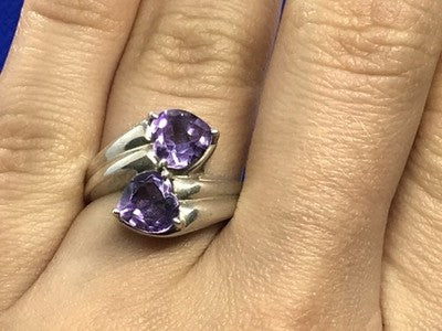 925 Sterling Silver Amethyst Ring Size 6.5