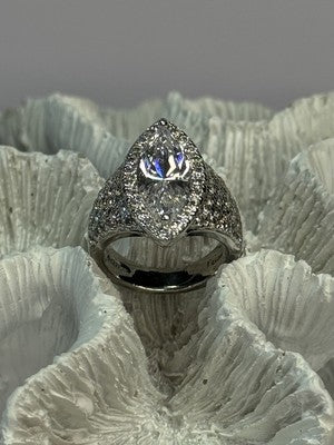 Shiny 925 Sterling Silver CZ Ring Size 6