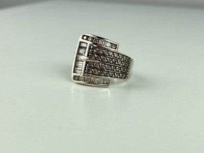 925 Sterling Silver CZ "Strap" Ring Size 7.5