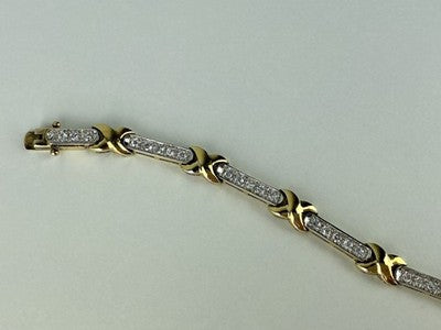 925 Sterling Silver Gold Plated CZ Bracelet Size 7.5 IN