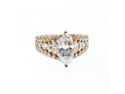 925 Sterling Silver Gold Plated CZ Ring Size 6.5
