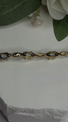 925 Sterling Silver Gold Plated Blue Topaz Bracelet Size 7.5