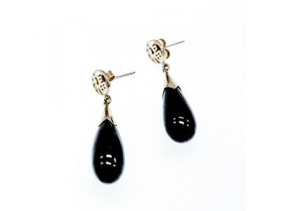 925 Sterling Silver Black Jasper Stud Earrings